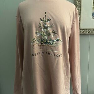 Source Unknown Pink Long Sleeve Tee with Tree Design